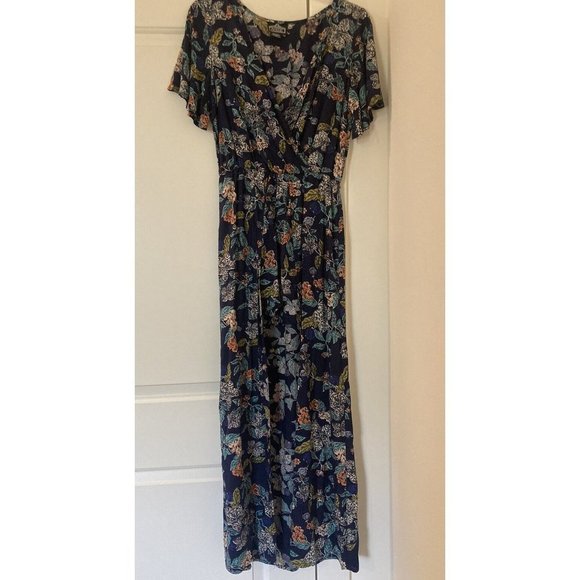 Angie Small Shorts Romper Dress Blue Floral Boho Peasant festival Casual New - Picture 1 of 8
